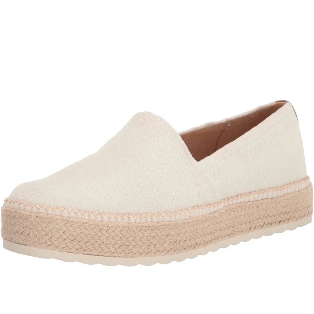 NIB Dr.Scholl's Sunray Espadrille Slip On Shoes Size 6.5 White Canvas Jute Sole